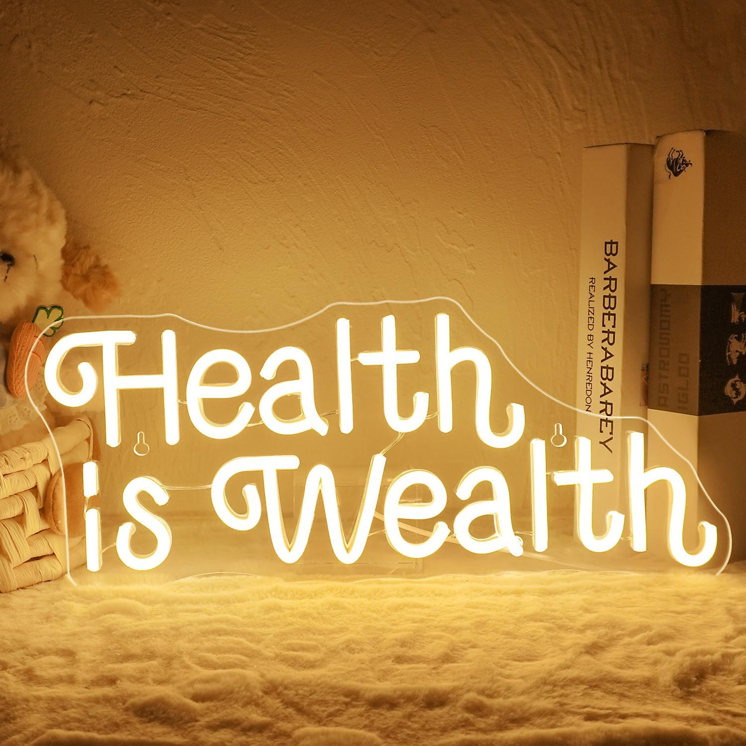 Health Wellness Yoga - Health is Wealth Neon Sign USB