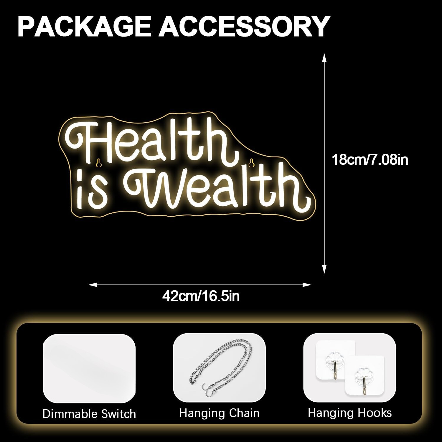 Health is Wealth Neon Sign USB - Health Wellness Yoga 评论和价格